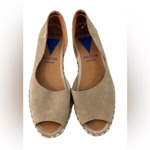 Verbenas Leather Peep Toe Euro Summer Stone Espadrilles EU 40 US 9-9.5